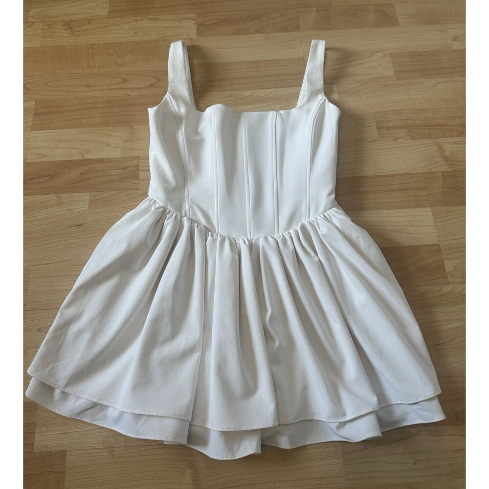 ZARA Women’s Gathered Mini Dress Size Medium Off White Corset
